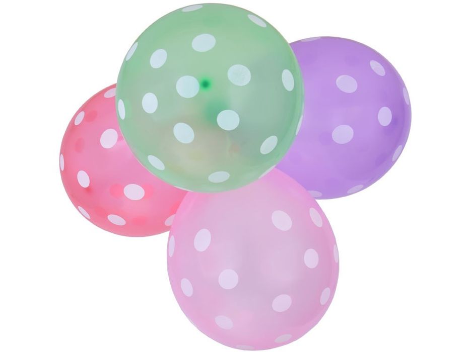 Kolorowe Balony w białe kropki zestaw 100 sztuk ZA5568