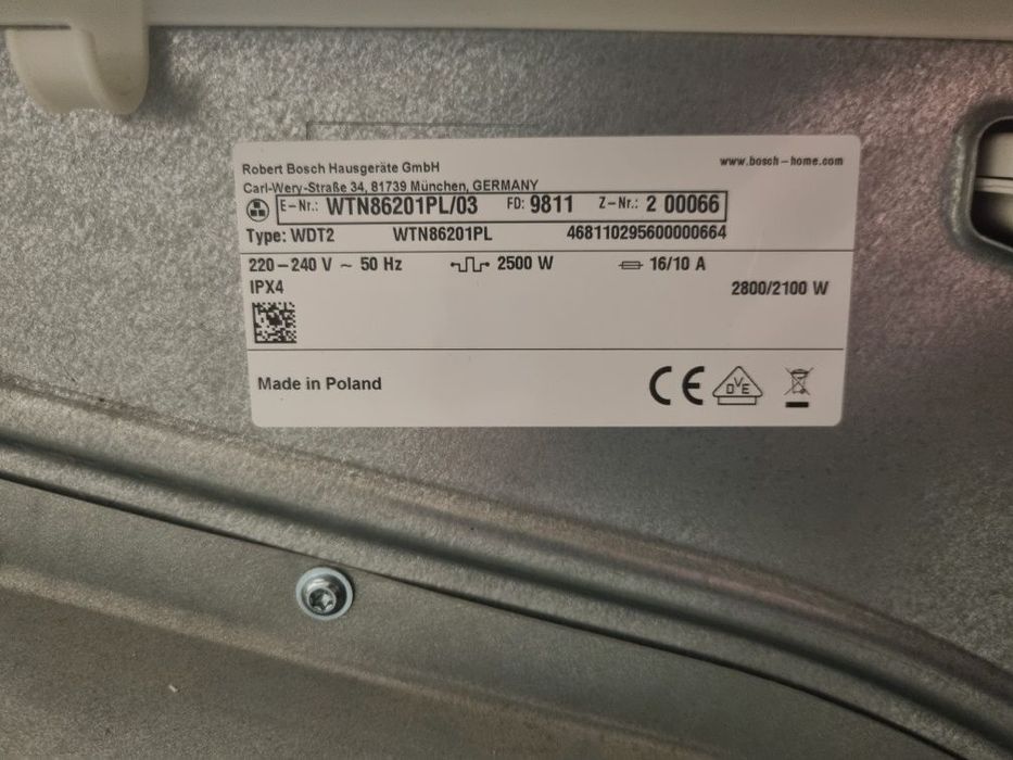 Сушильна машина Bosch WTN86201. Тепловий насос. 8 кг