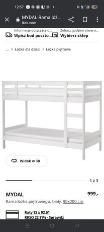 Sprzedam łóżko piętrowe Ikea białe z szufladą