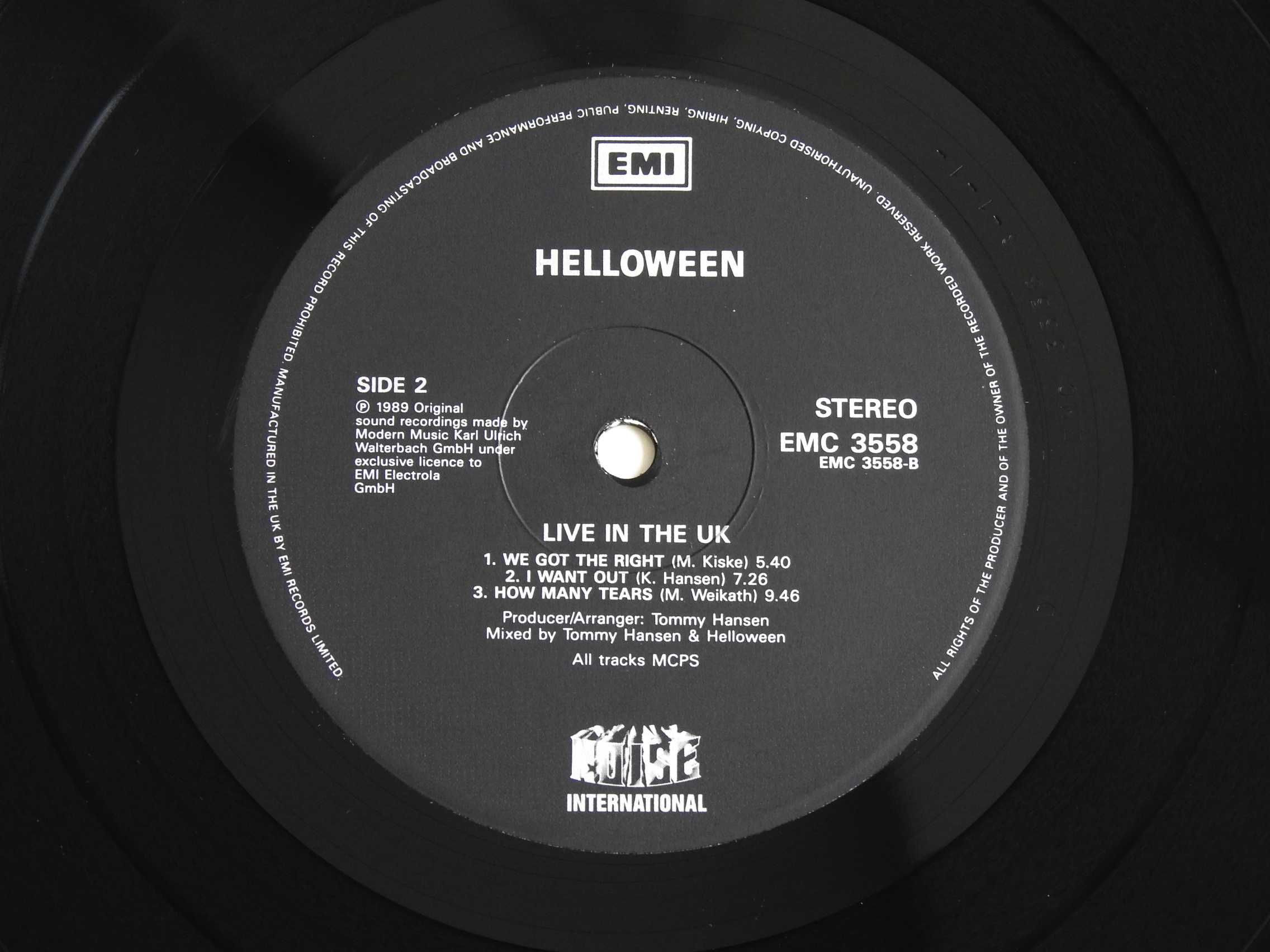 Helloween Live In The UK LP 1989 UK Великобритания пластинка VG+ 1pres