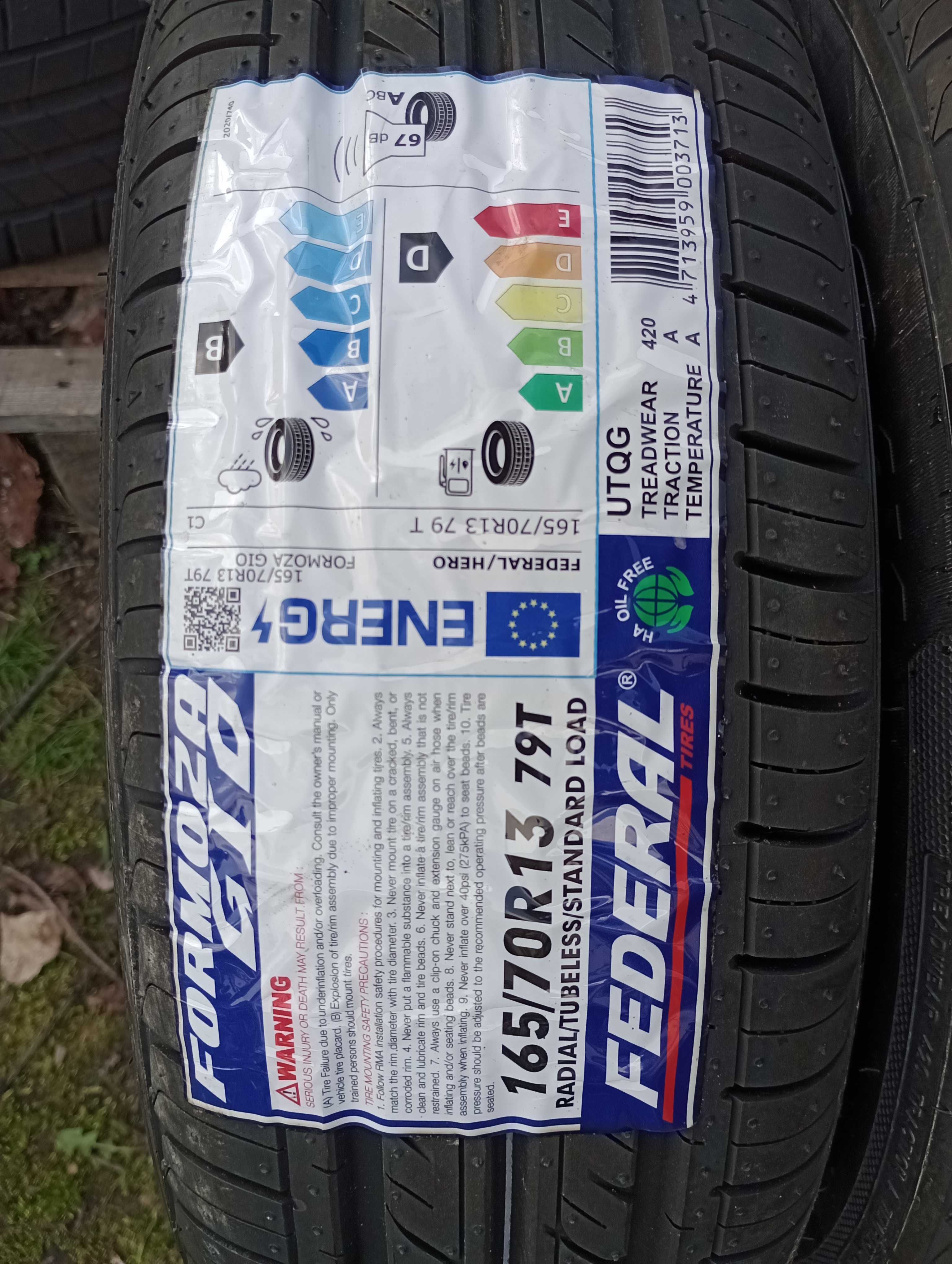 Opony letnie 165x70 R13 FEDERAL lato 165/70/13 -para 2 sztuki PROMOCJA