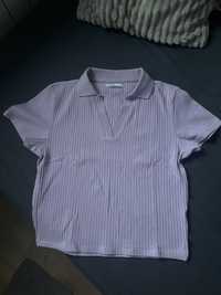 lawendowa bluzka polo z krótkim rękawem