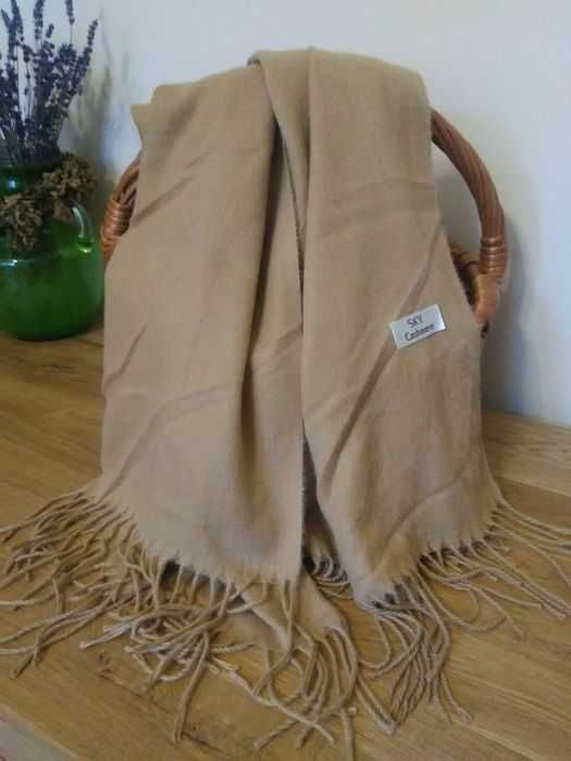 Nowy szal SKY Cashmere kaszmirowy beżowy