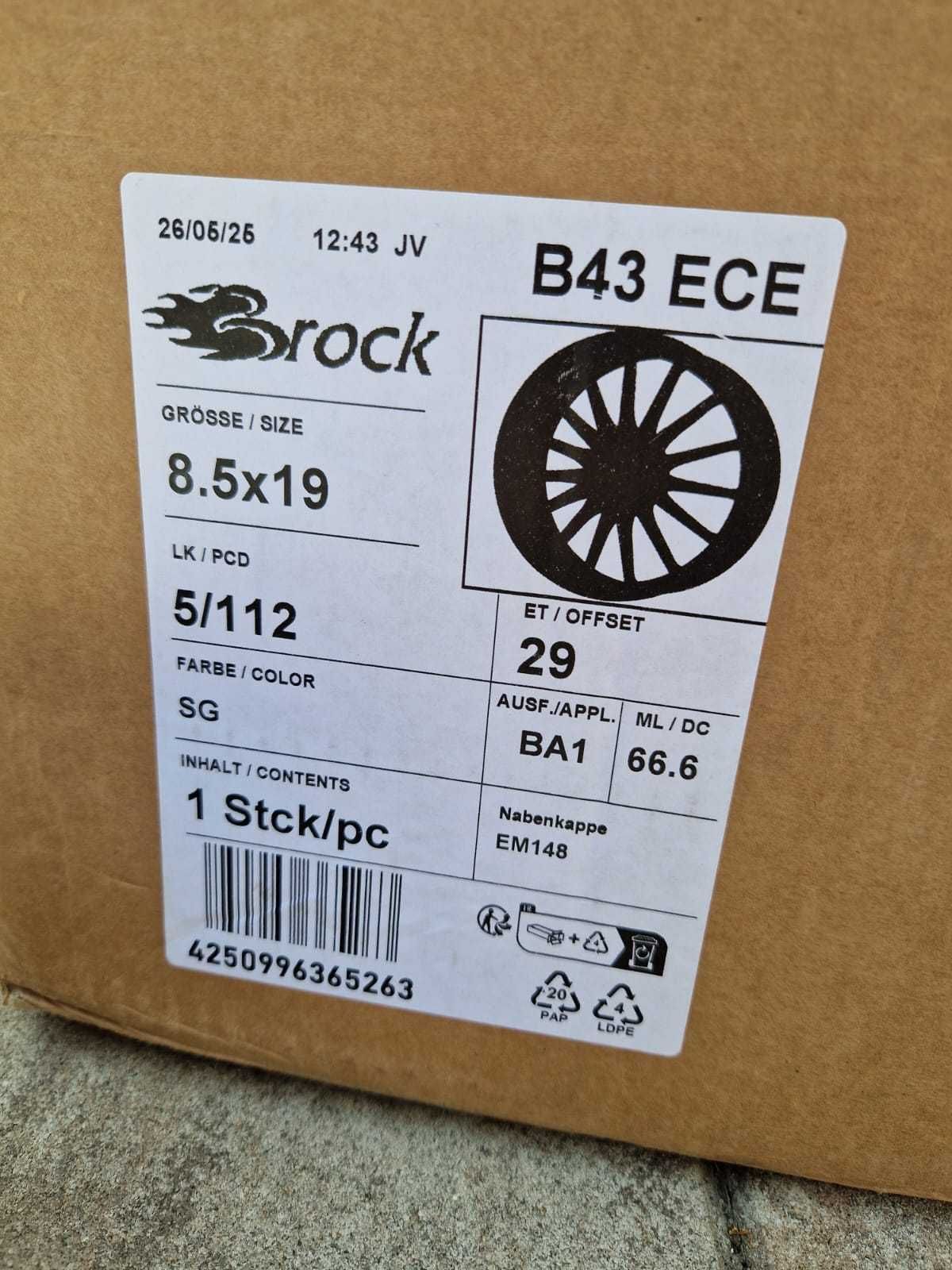 4x NOWE Felgi 19" BROCK 5x112 Audi BMW Cupra Skoda Mercedes VW Mini