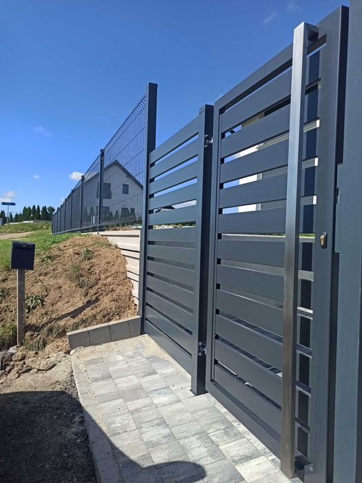 brama przesuwna, brama dwuskrzydłowa, furtka, ogrodzenia palisadowe