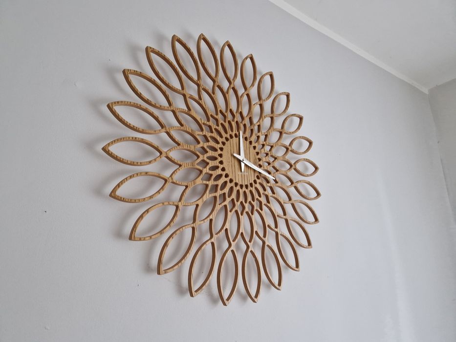 Zegar Karlsson Sunflower 60 cm – drewno, cichy, nowy