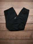 Nike dri-fit czarne spodnie dresowe ze ściągaczem szerokie poliester