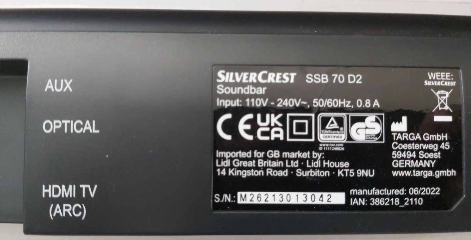 Soundbar Silvercrest SSB 70 D2