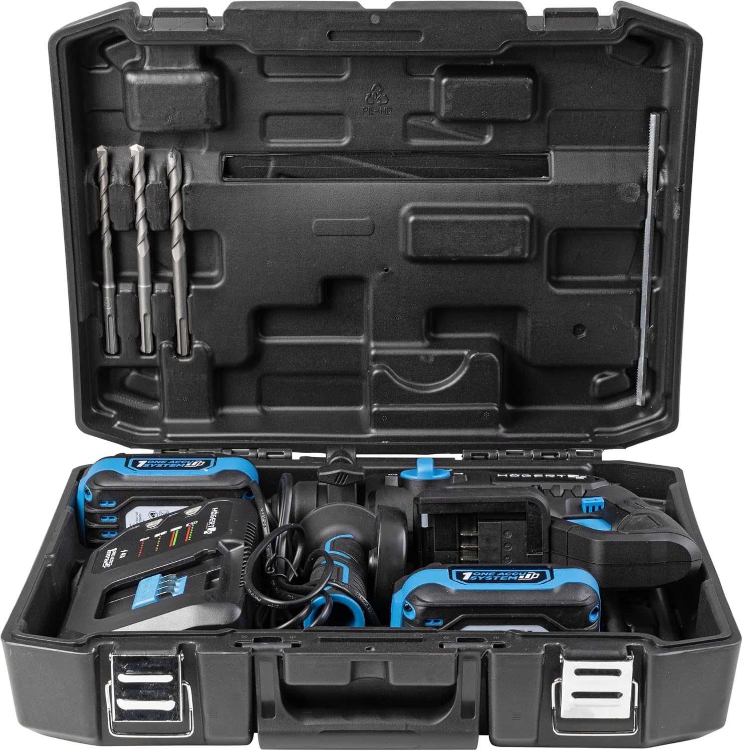 HÖGERT TECHNIK bezszczotkowy młot udarowo-obrotowy SDS+ 18V 2x 4,0 Ah