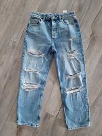 Spodnie jeansowe z dziurami przetarciami mom fit r. 36 s