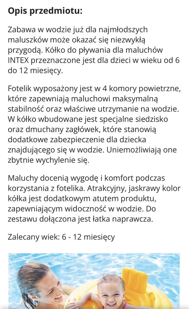 Koło dla malucha Intex