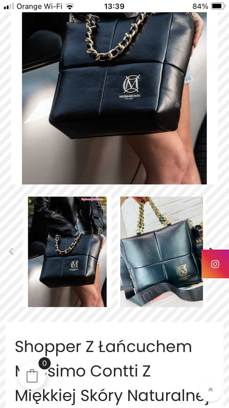 Massimo CONTTI torebka shopper skóra nat