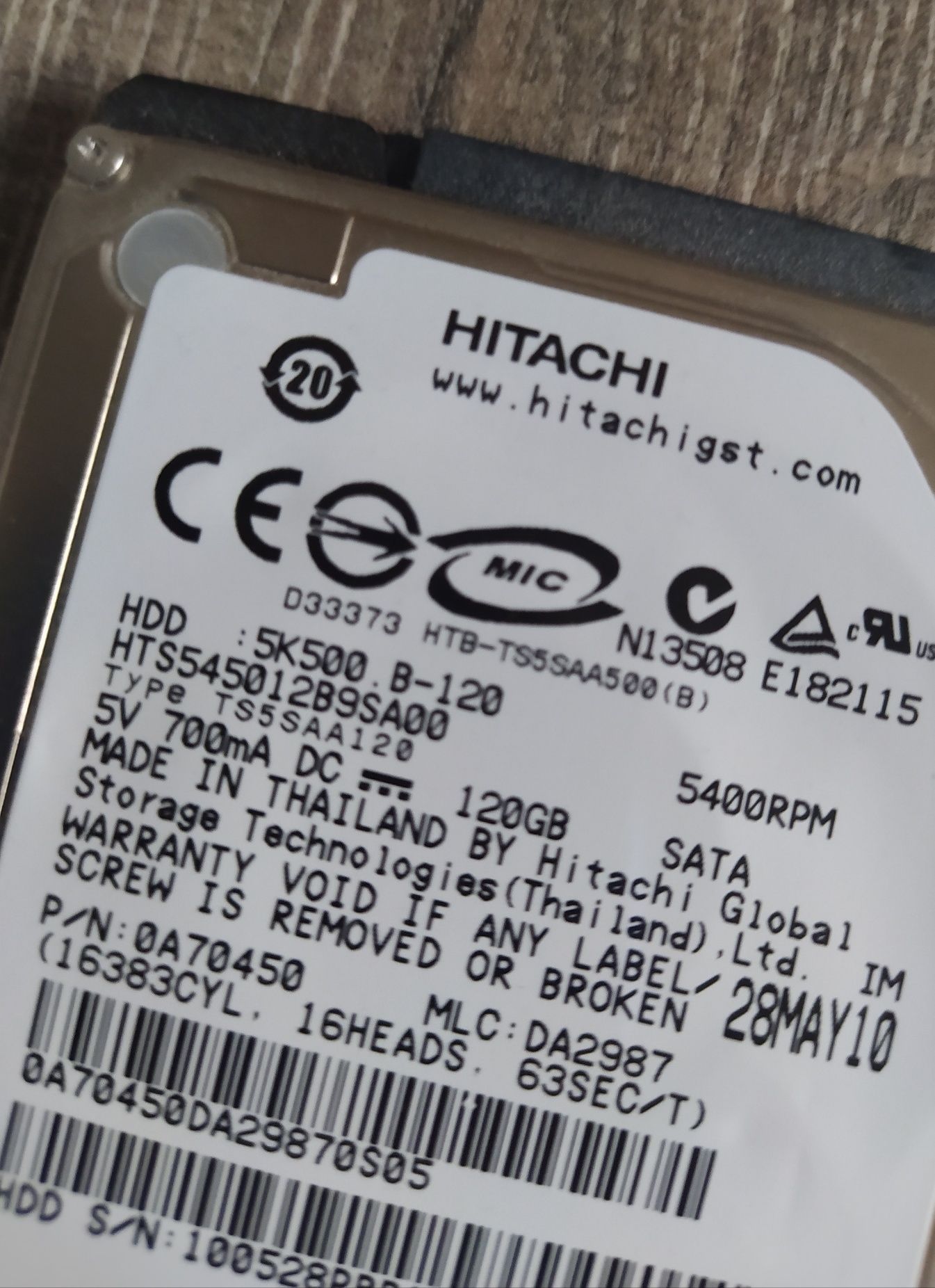 Dyst Twardy HITACHI 120GB HDD 2.5' Wysyłka