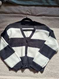 Czarno-bialy sweter kardigan reserved 146 xs