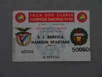 Bilhete futebol Benfica Hamrun Spartans Taça Clubes Campeões Europeus
