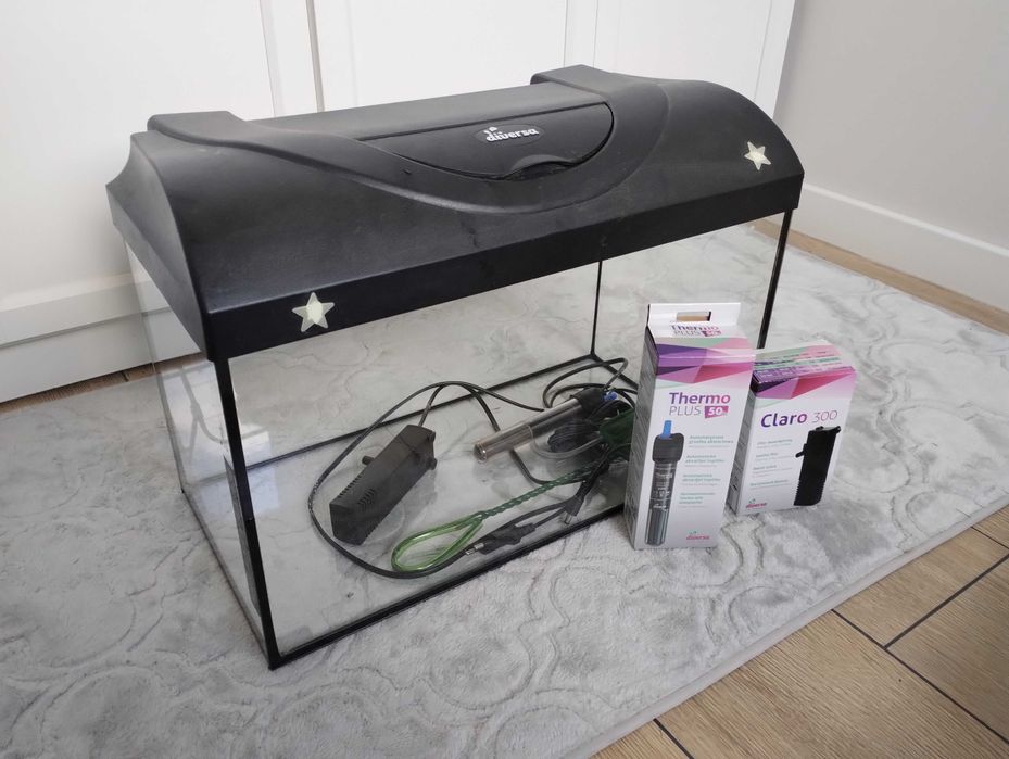 Akwarium 30l, oświetlenie led, grzałka, filtr. Polecam !