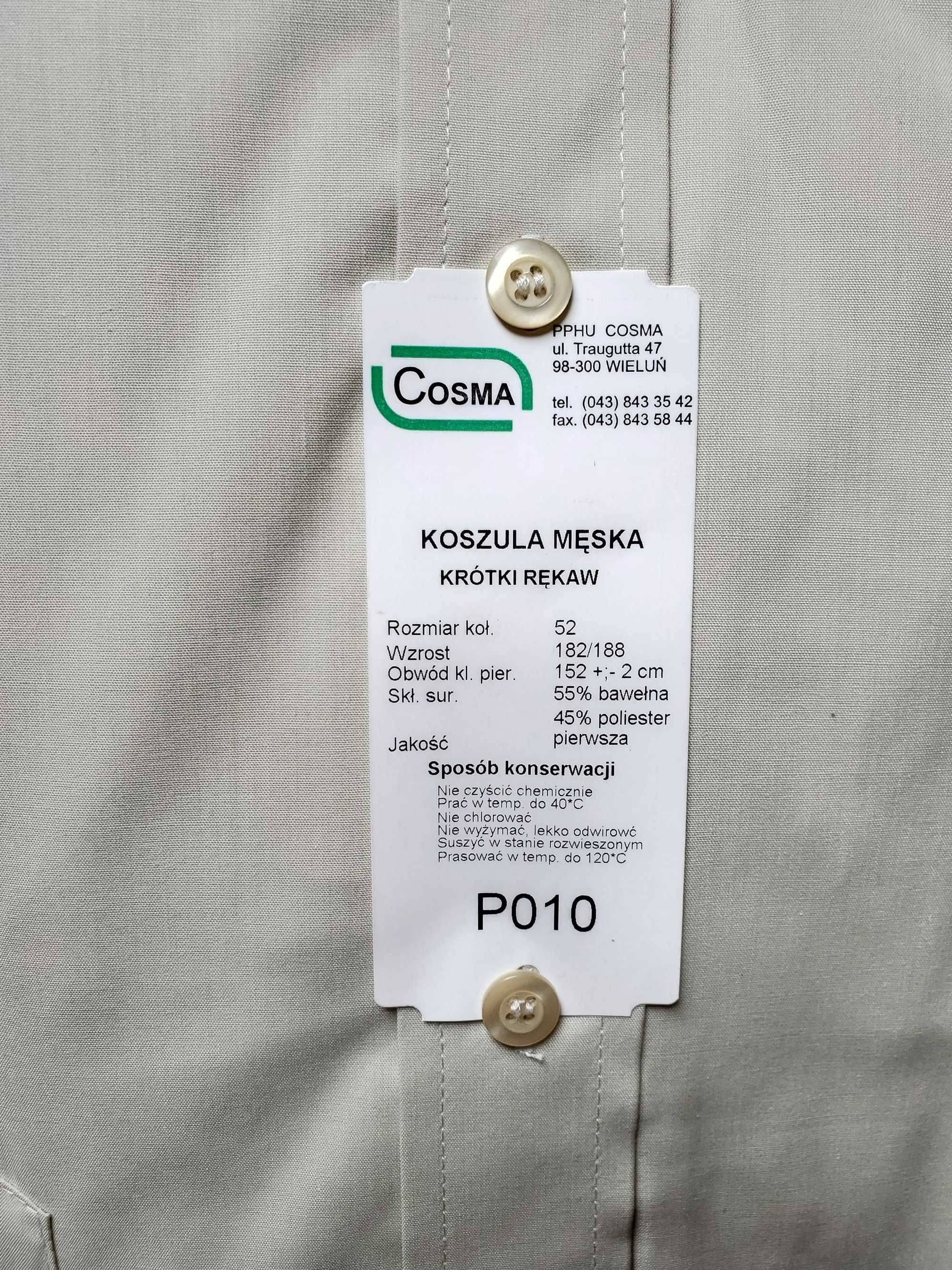 Koszula męska Cosma, krótki rękaw, jasny pistacjowy rozmiar 5 XL