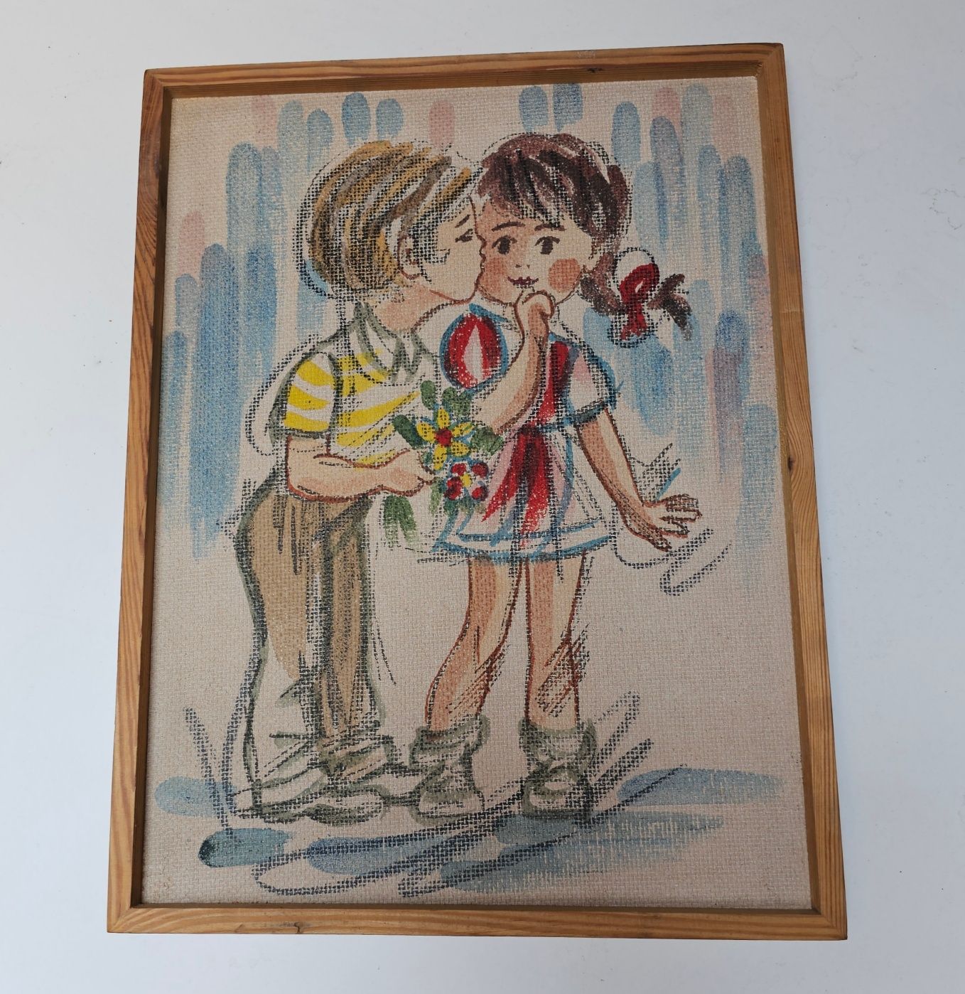 Obrazek para chłopiec i dziewczynka vintage PRL
