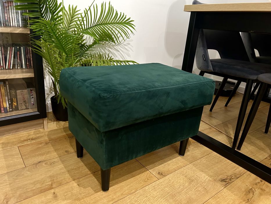 Duża pufa podnòżek schowek zielona zielony loft