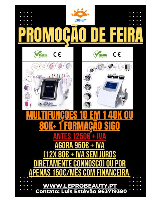 Multifunções 10 em 1 Cavitação 80k Radiofrequência Lipolaser EMS