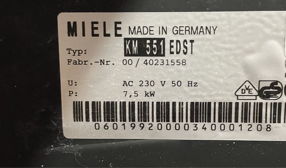 Електрична плита Miele KM 551 EDST.HiLight!75см!