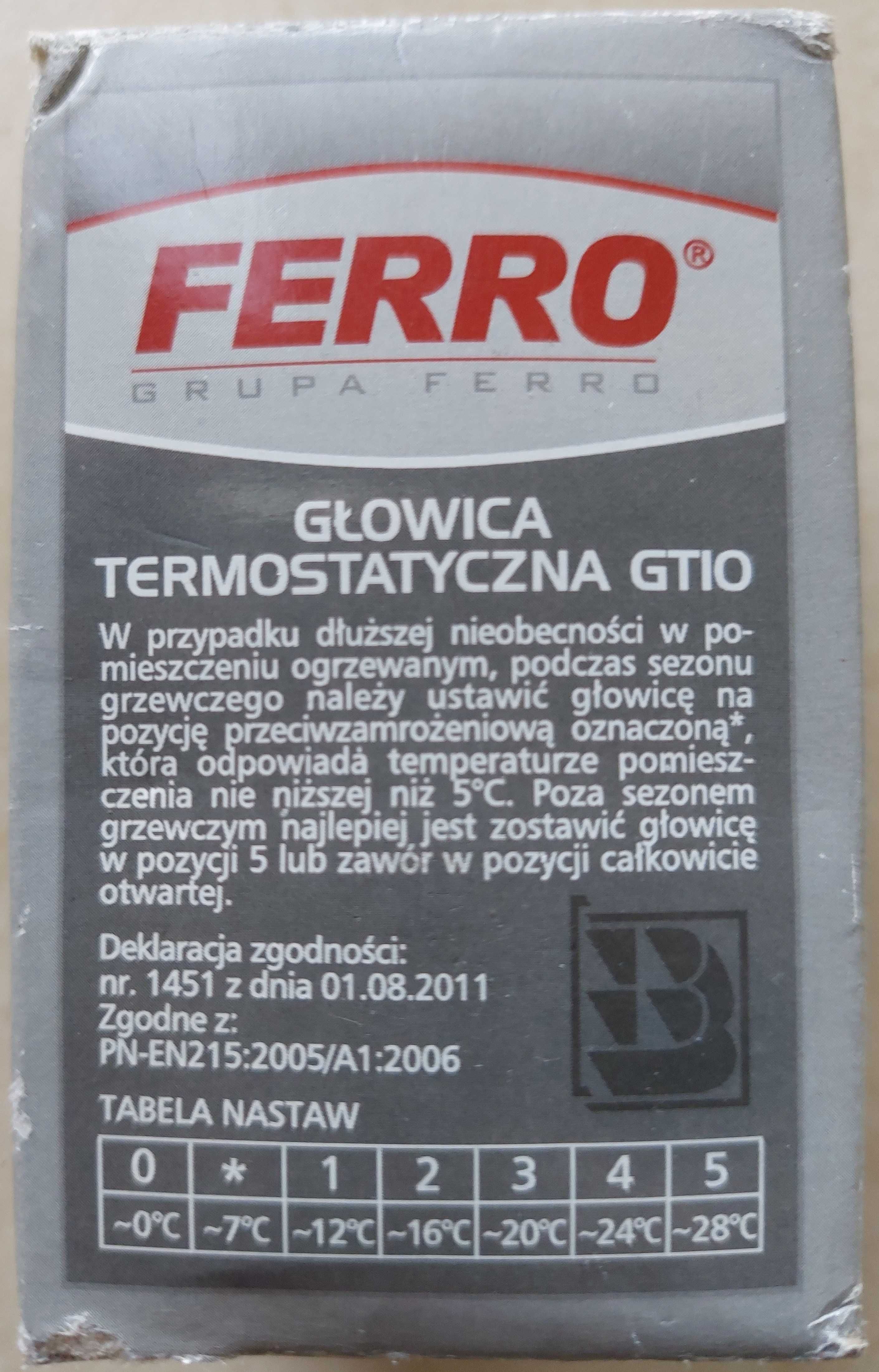 Głowica termostatyczna Ferro GT10 - nowa