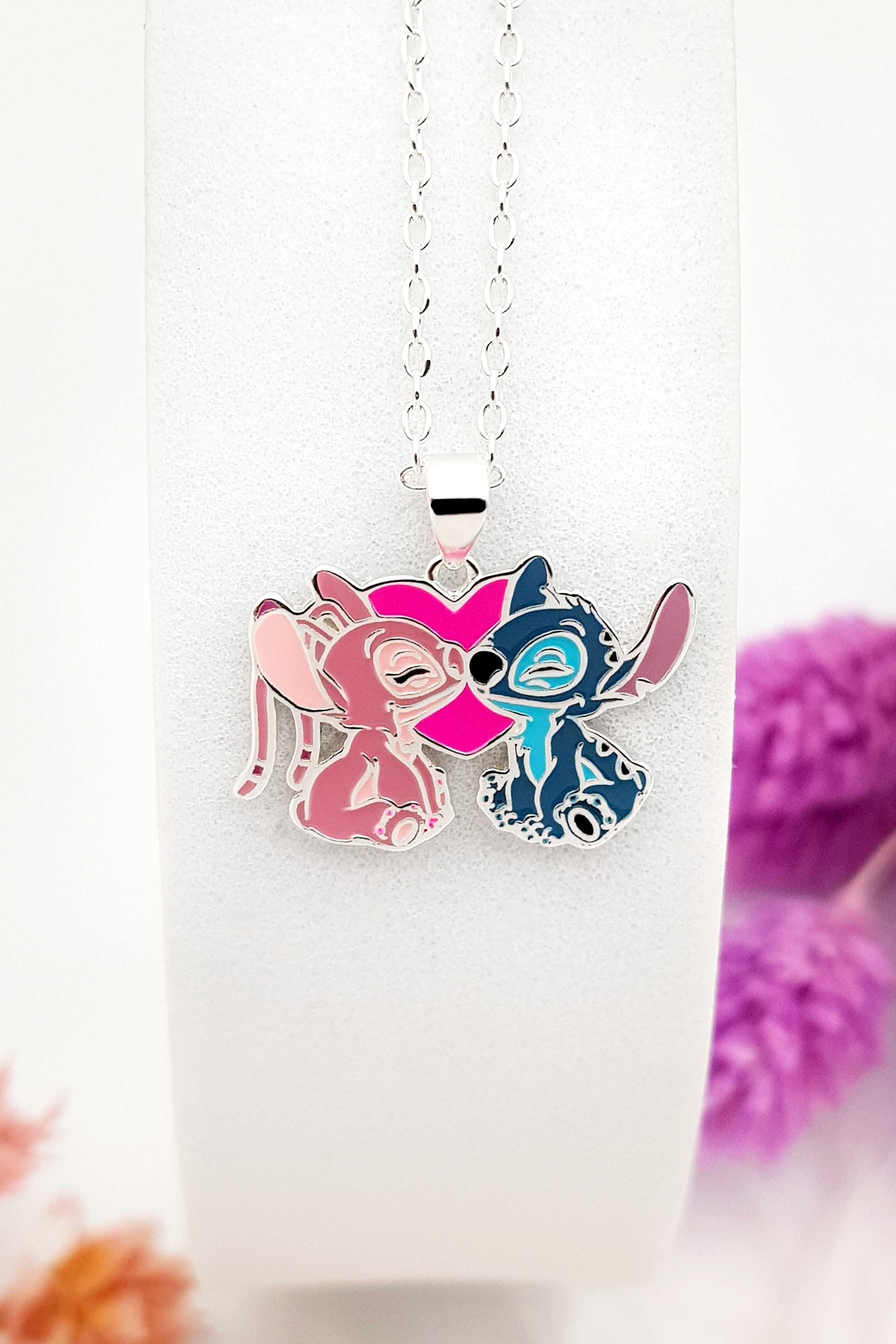 Srebrna celebrytka z kolorową emalią Stitch i Andzia Disney pr. 925