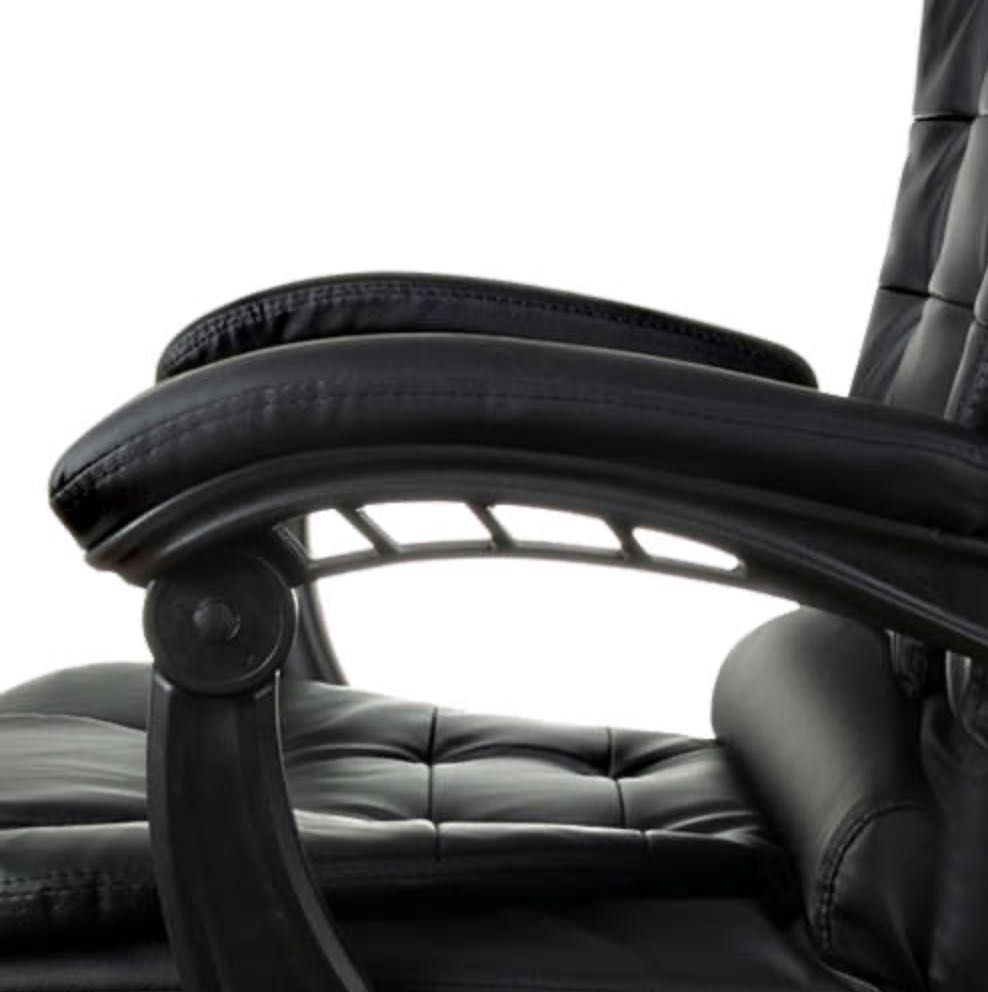 Stylowy fotel obrotowy czarny z wysuwanym podnóżkiem PREMIUM‼️