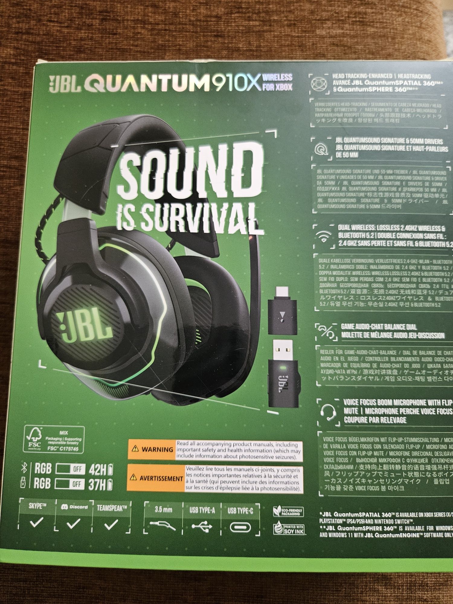 Słuchawki bezprzewodowe JBL Quantum 910X Czarne (JBLQ910XWLBLKGRN)