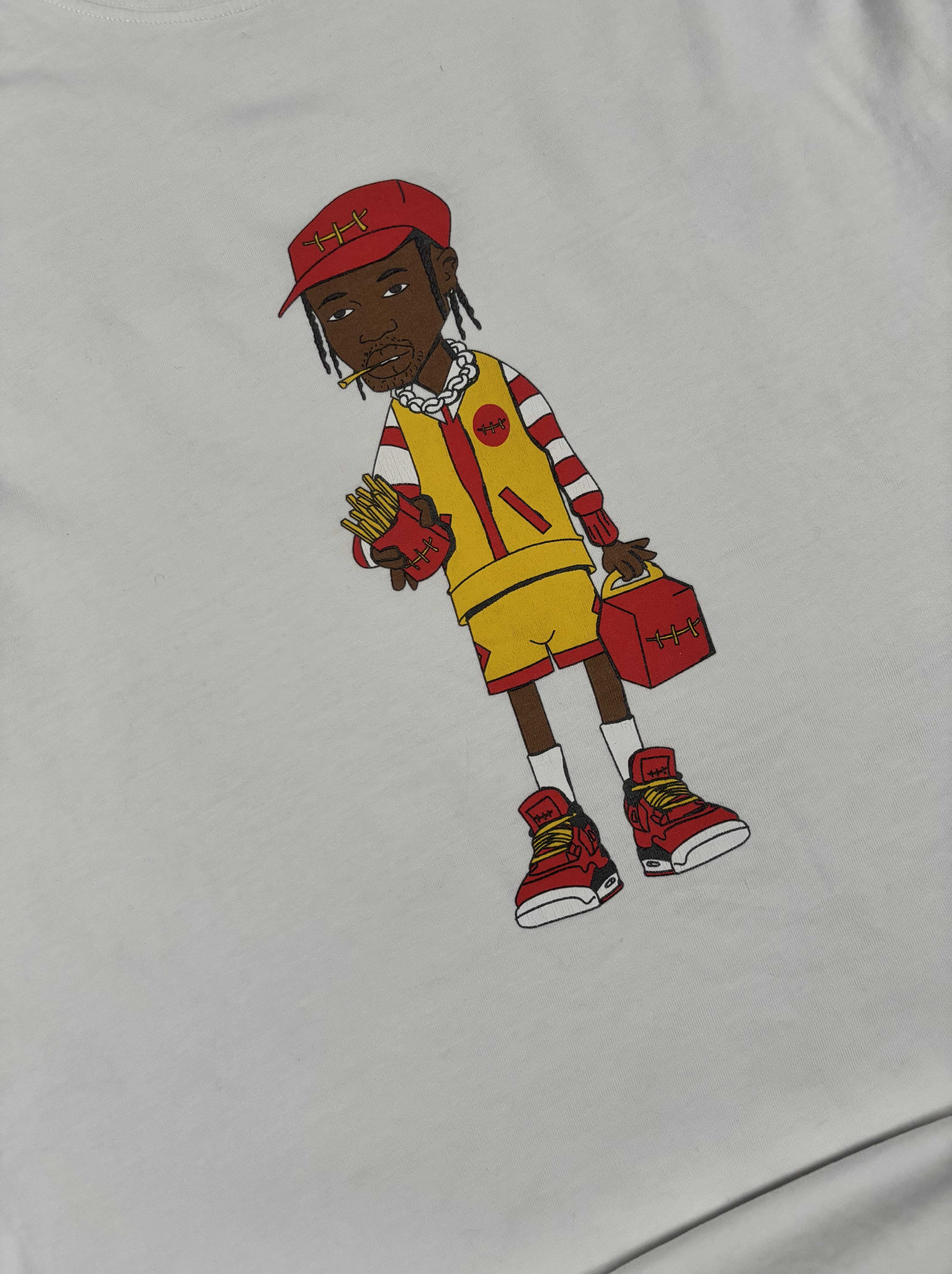 Koszulka Mister Tee L Travis Scott Biała Nadruk McDonald