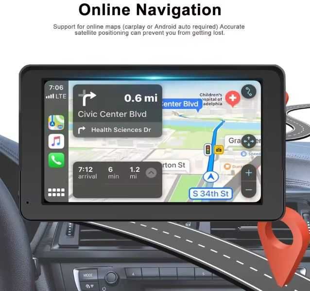 Podofo 7 Rejestrator samochodowy Carplay Android Bluetooth WIFI