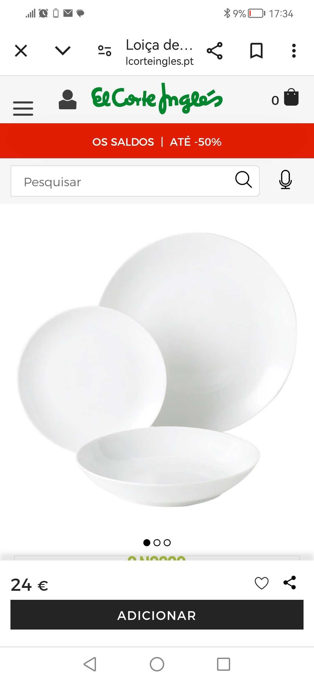 Serviço de mesa branco 18 peças