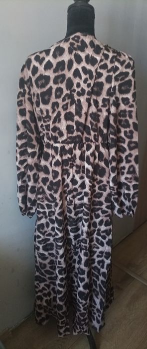 Sukienka maxi z rozcięciem w panterke XL NOWA!