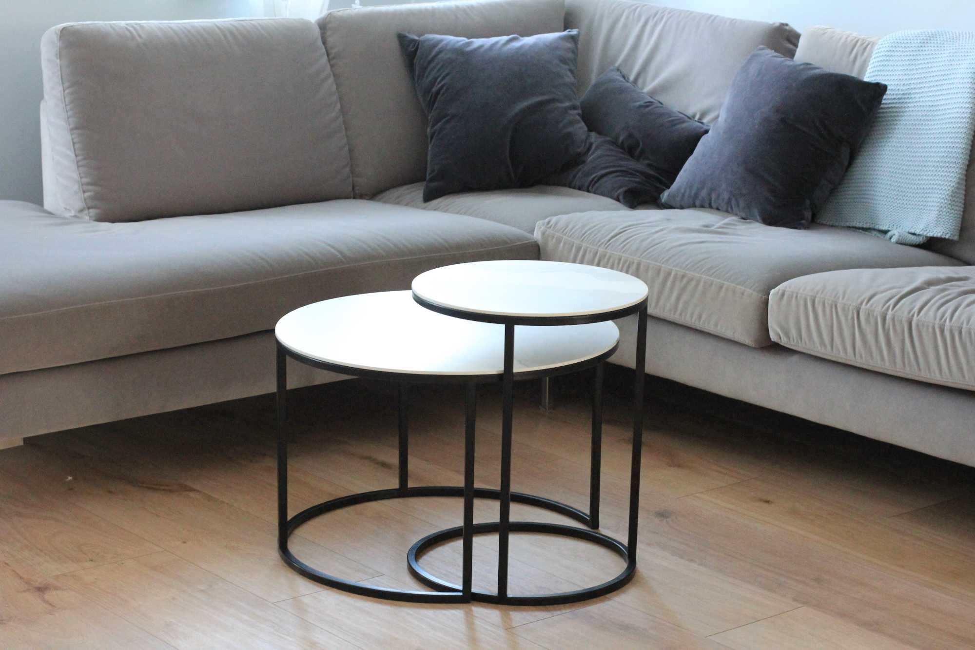 Stoliki kawowe okrągłe, wzór marmur, piękne - średnica  40 i 60cm