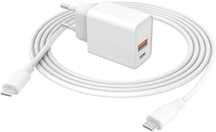 DEXPT ładowarka sieciowa 2 portowa USB USB-C 30W + KABEL 1.8 M BIAŁA