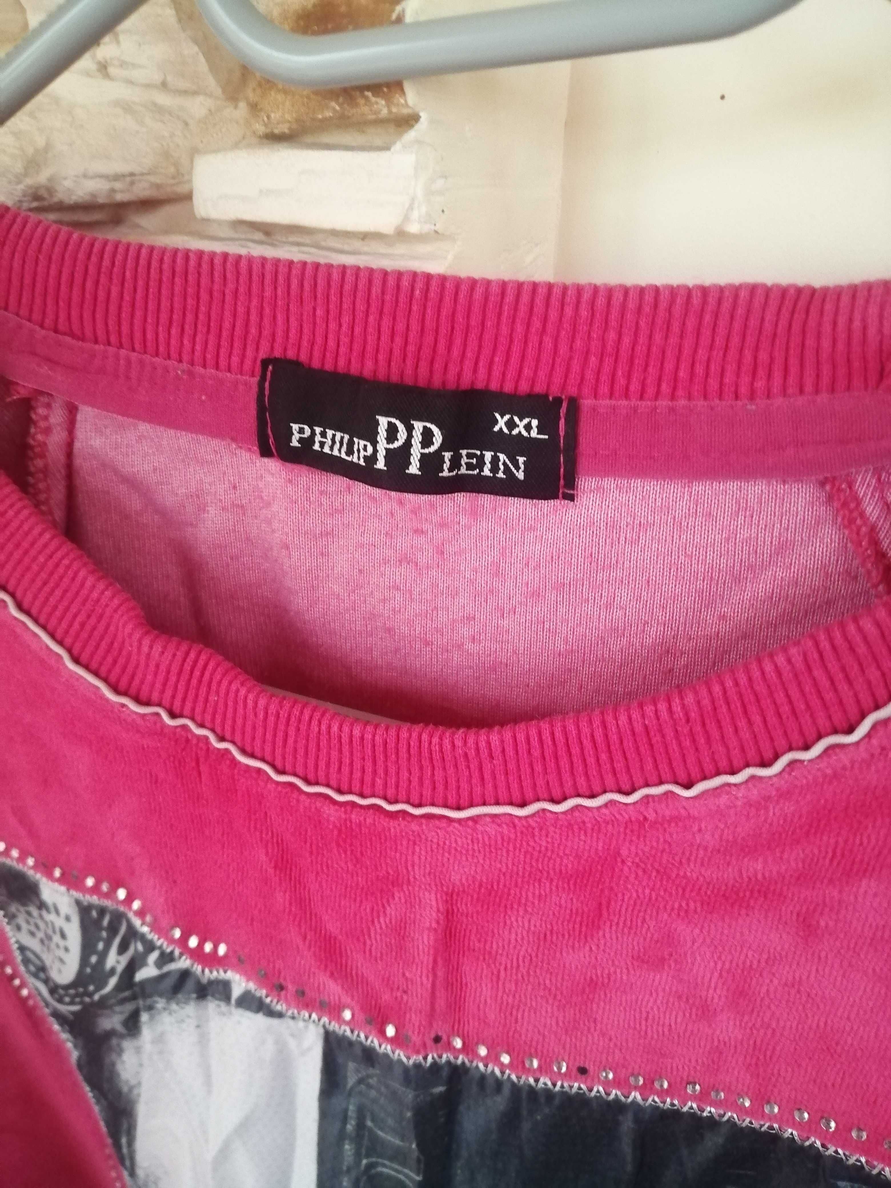 Bluza XXL Philipp Plein welur cyrkonie