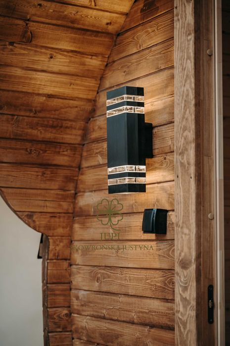 Sauna ogrodowa beczka 340cm z przedsionkiem piecem i oświetleniem LED