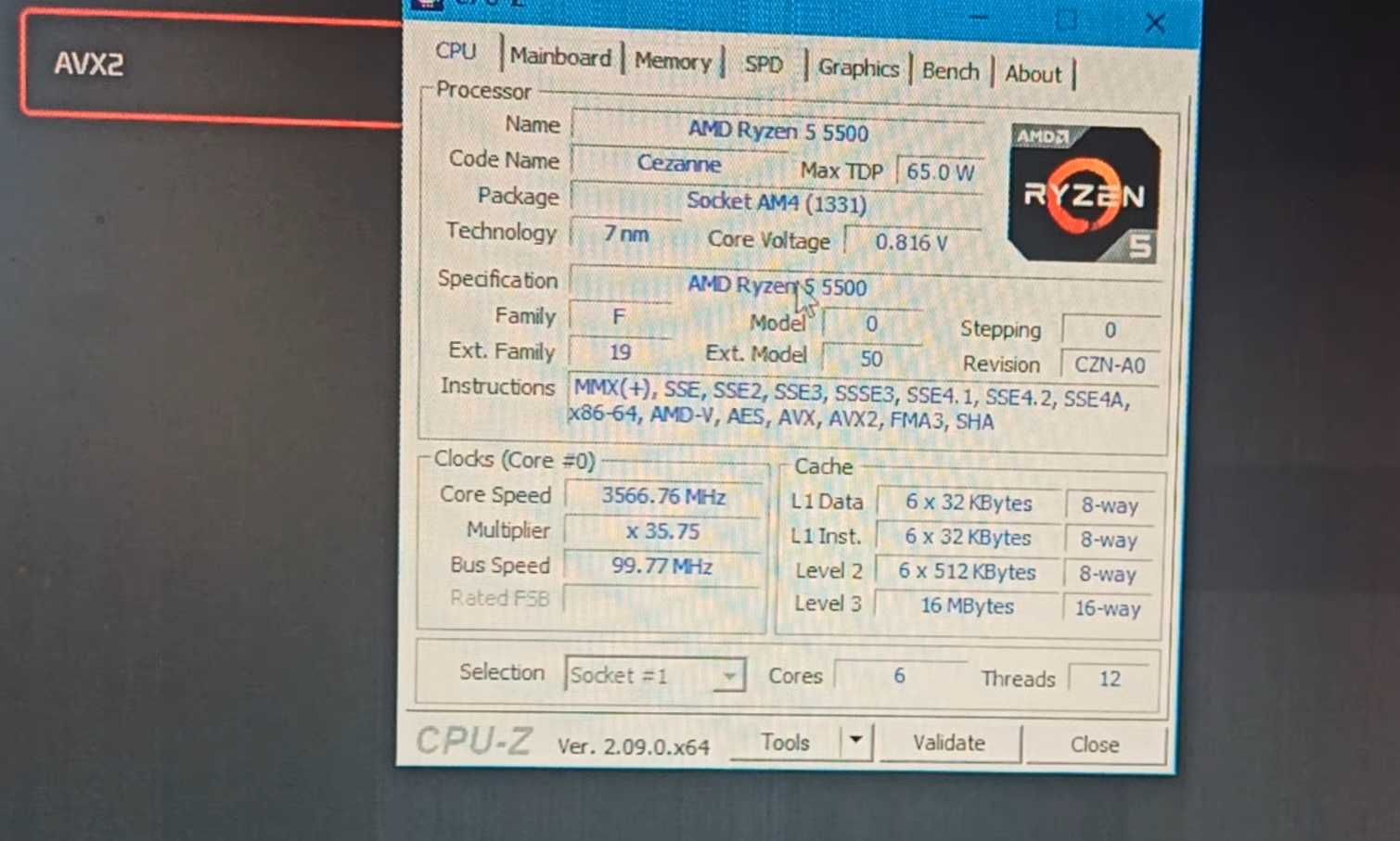 AMD Ryzen 5 5500 процесор