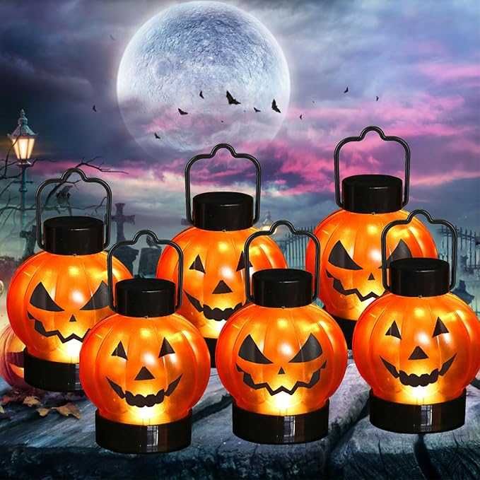 Zestaw 6 lampionów dyni LED na Halloween
