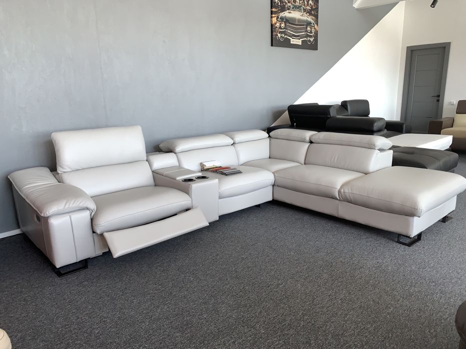 шкіряний кутовий диван, шкіряні меблі, куток розкладний