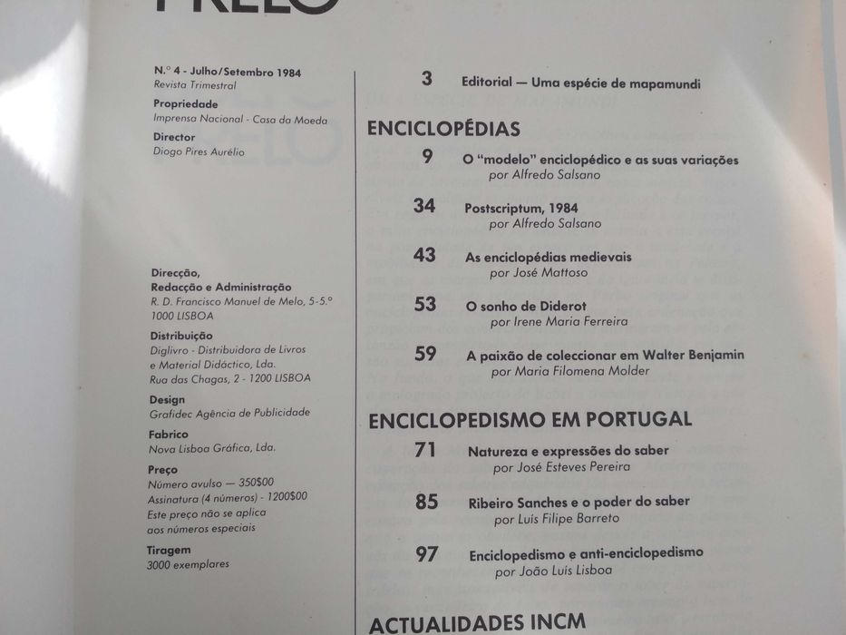 Conjunto de 3 revistas Prelo (porte incluído)