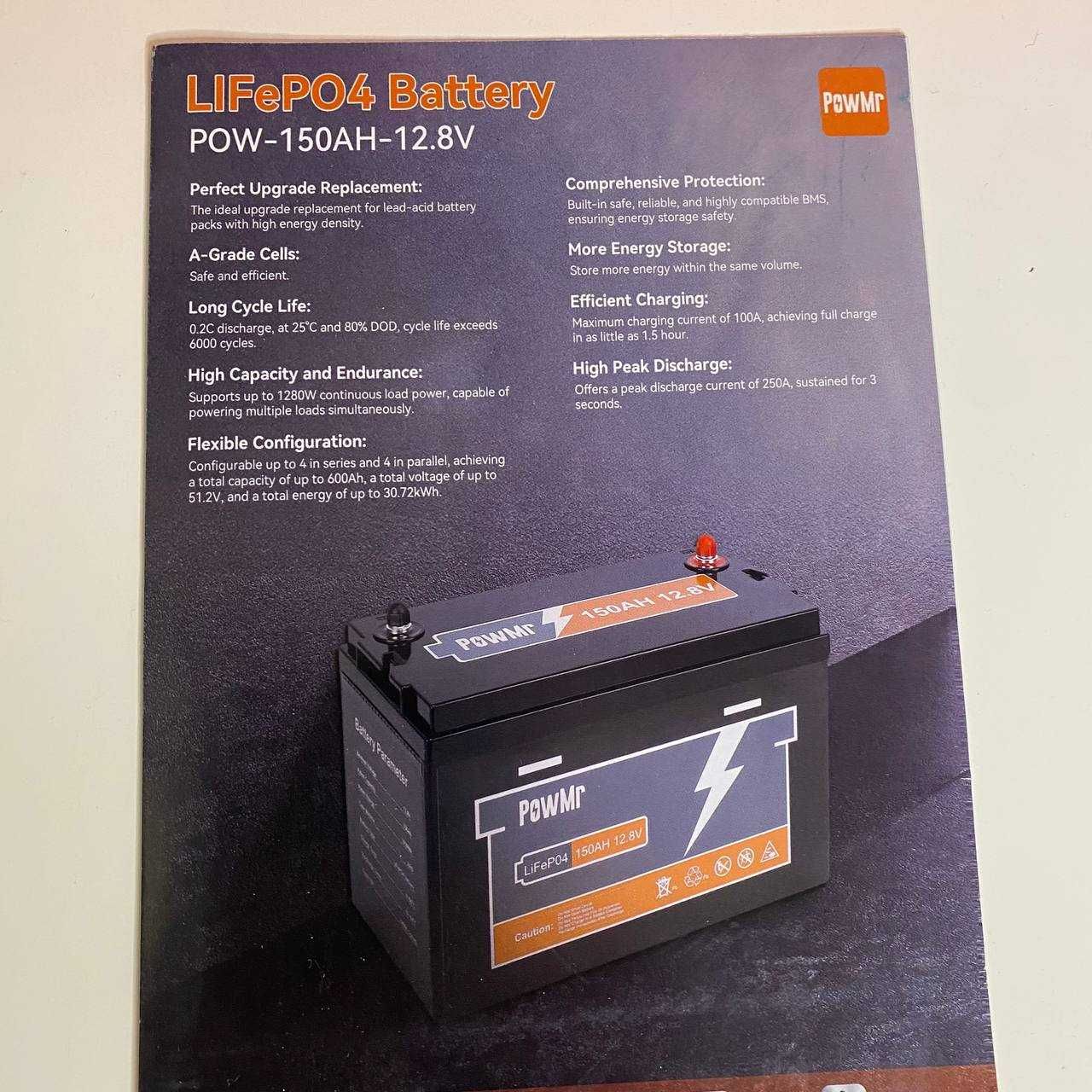 Акумулятор PowMR LiFePo4 150 Аг+зарядка+інвертор 3500 w