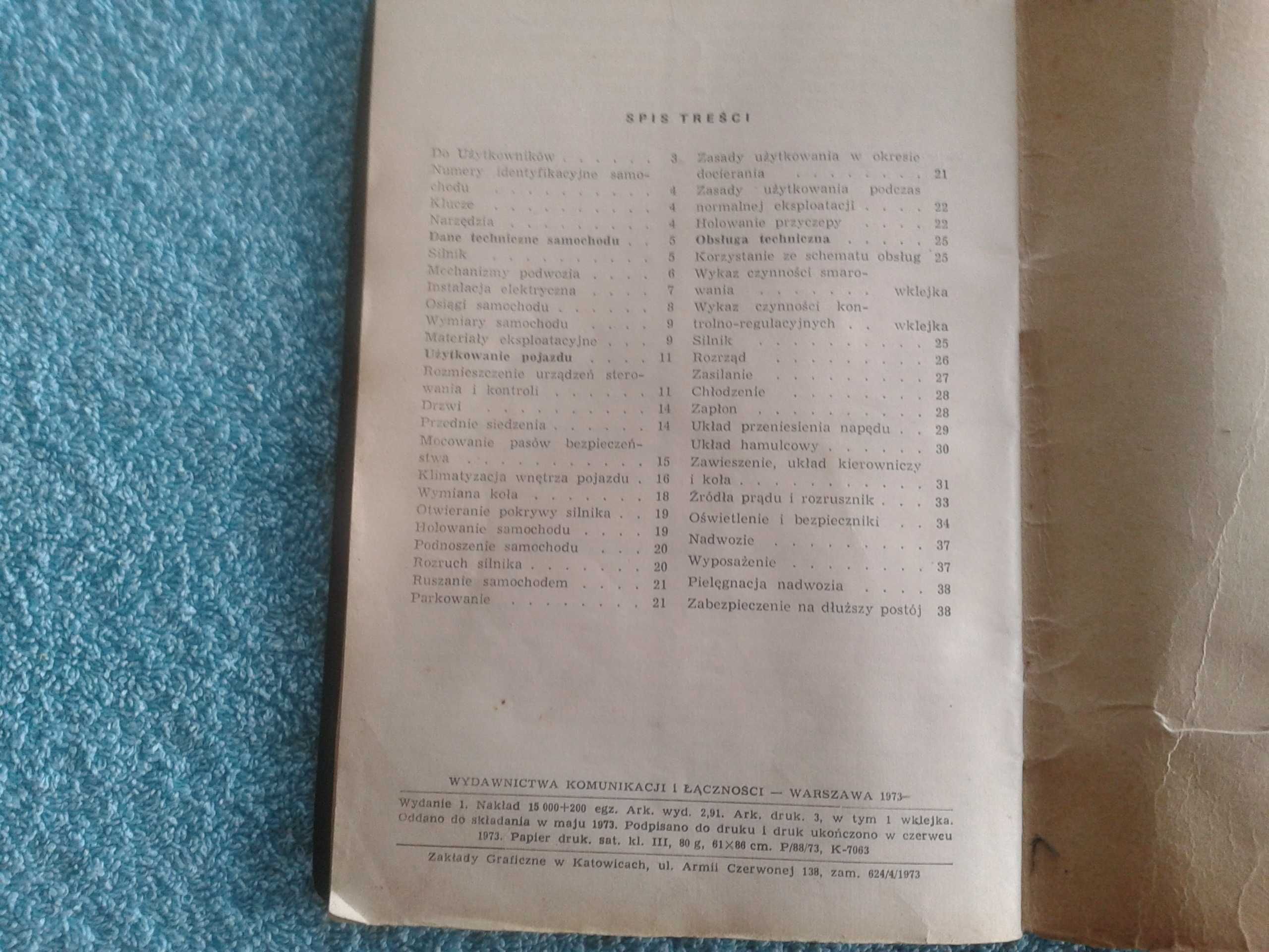 książka instrukcja obsługi samochodu FIAT 126p 1973  unikat oryginał