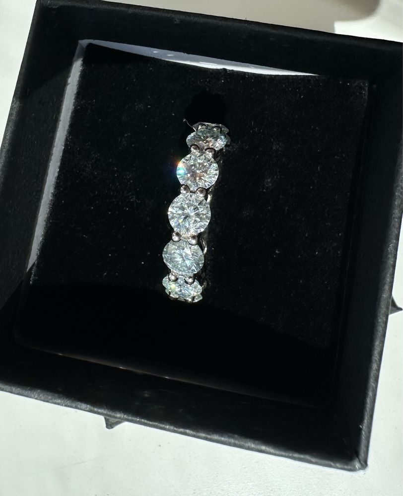 5 мм Кольцо с бриллиантами муассанитами дорожка серебрянное