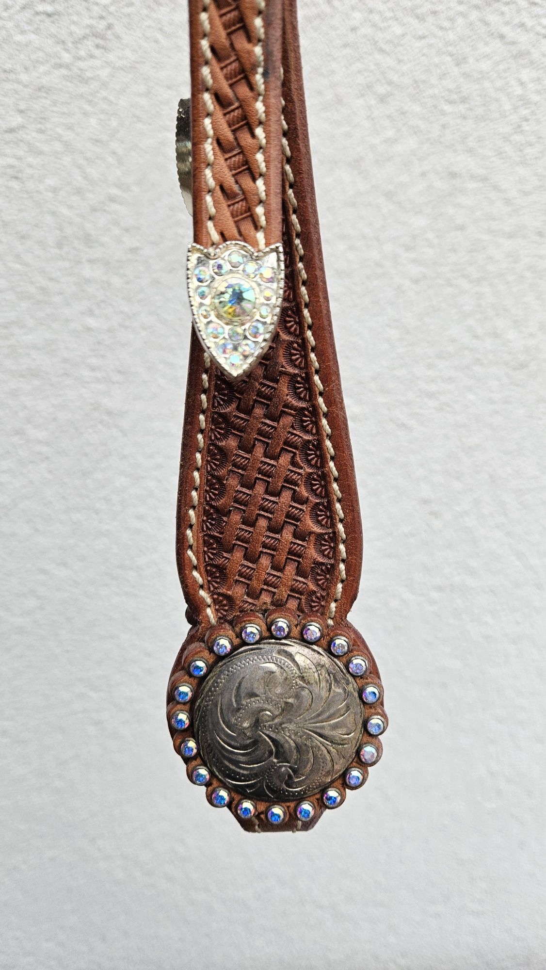Ogłowie western show swarovski na dwoje uszu