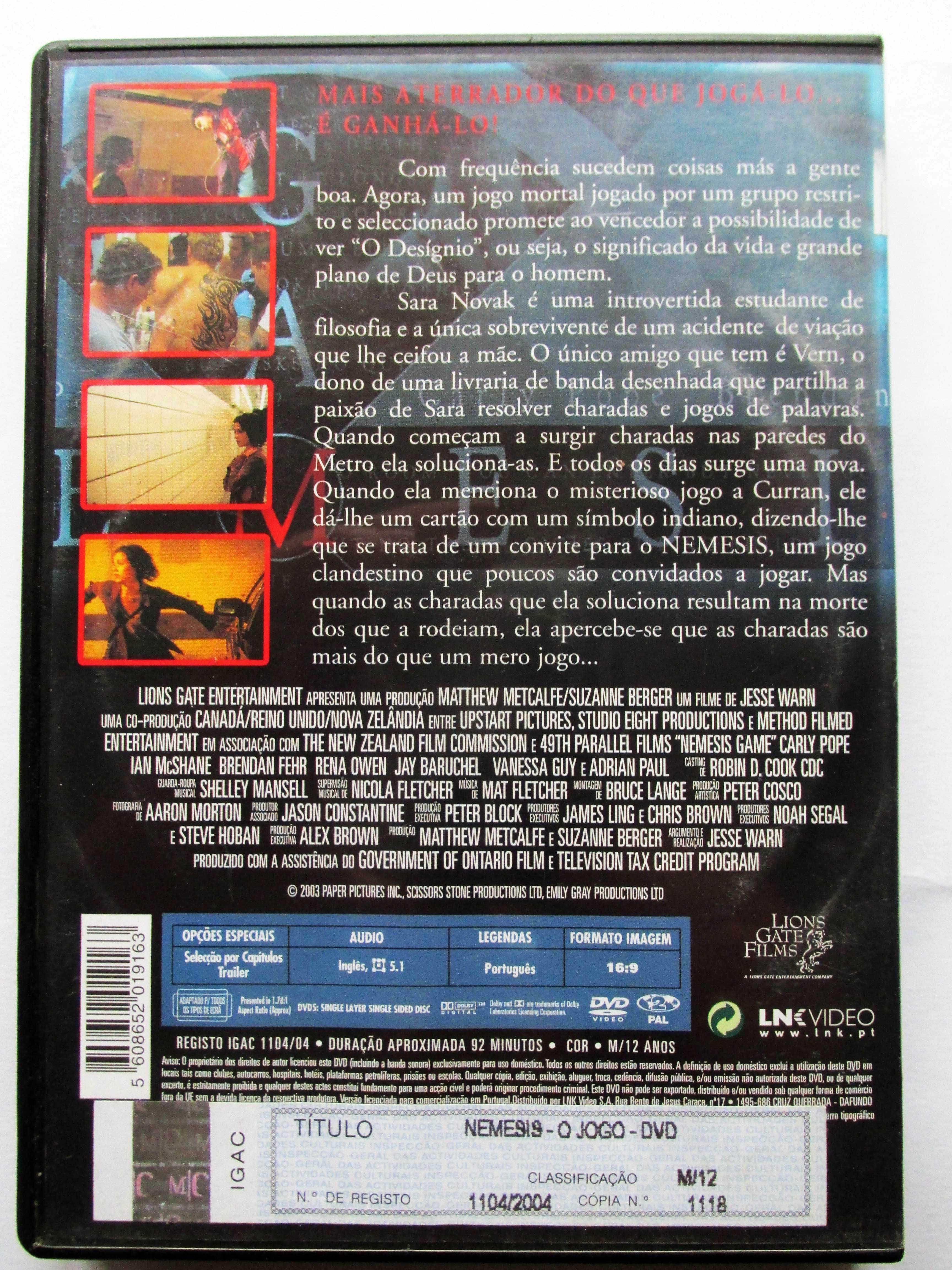 DVD Nemesis O Jogo,