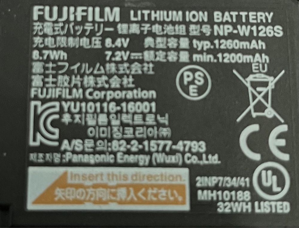 Bateria Fujifilm lithium Np-W126S