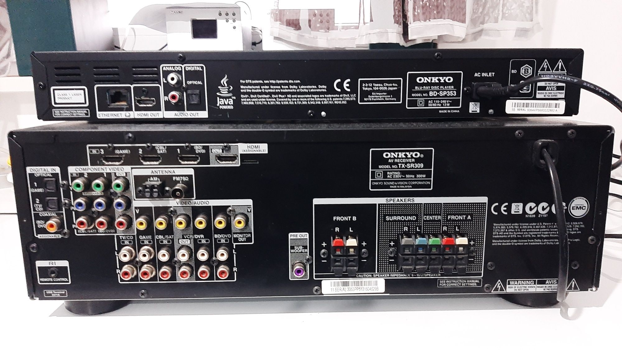 ONKYO Kino domowe/stereo Amplituner TX-SR309+Blu-ray BD-SP353 JAK NOWE
