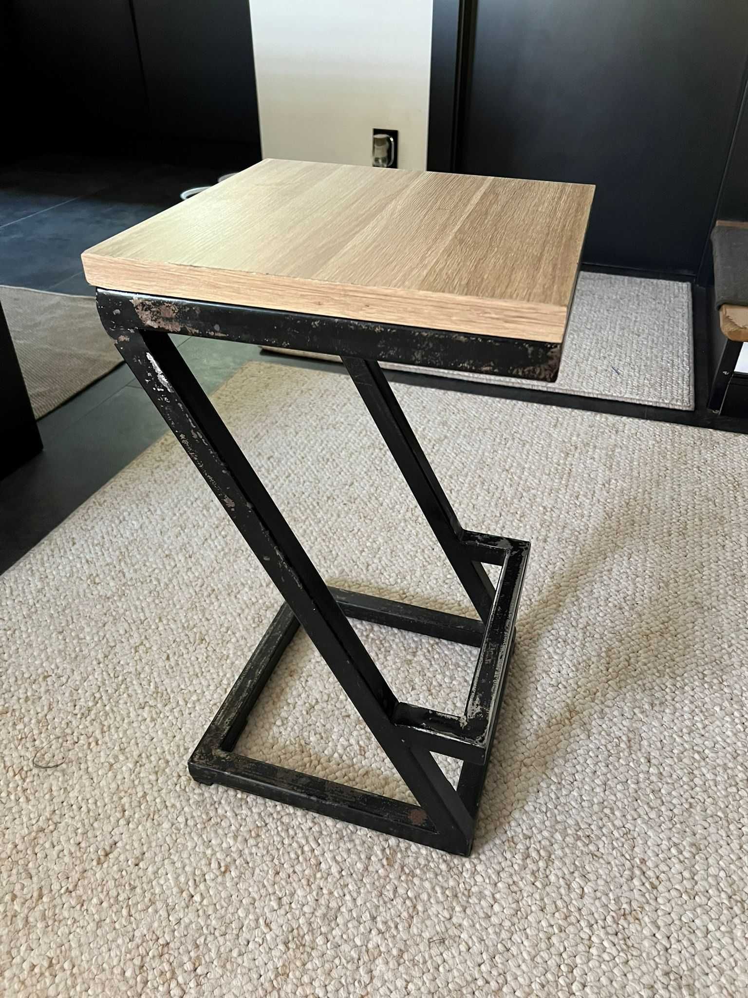 2 × loftowe krzesła barowe, metal + drewno, odbiór Józefosław
