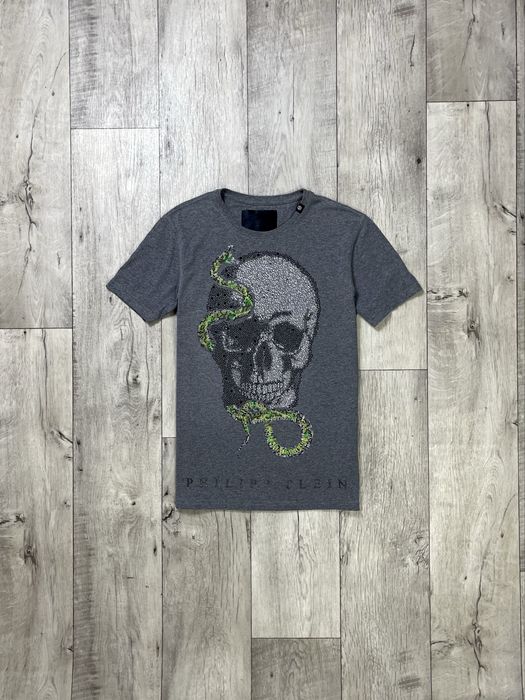 Philipp Plein футболка M размер спортивная серая с принтом оригинал